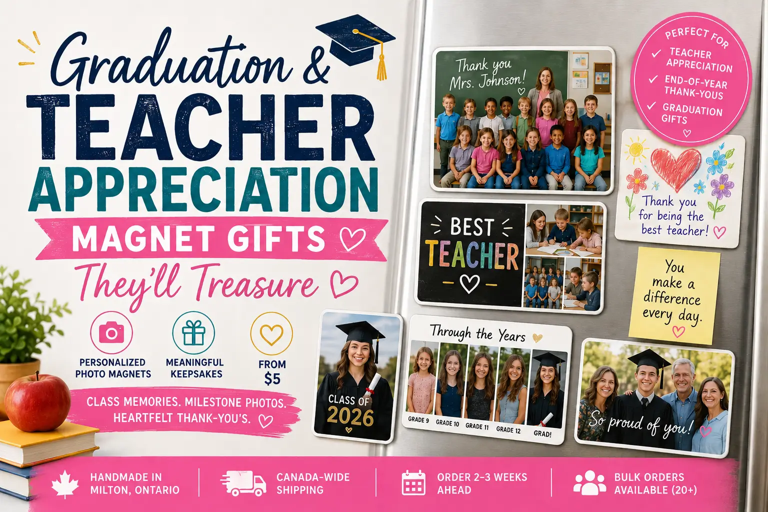 Graduation and teacher appreciation photo magnet gifts