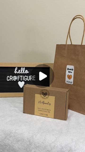 Craftigure kraft shipping box, thank-you gift bag, and letter board