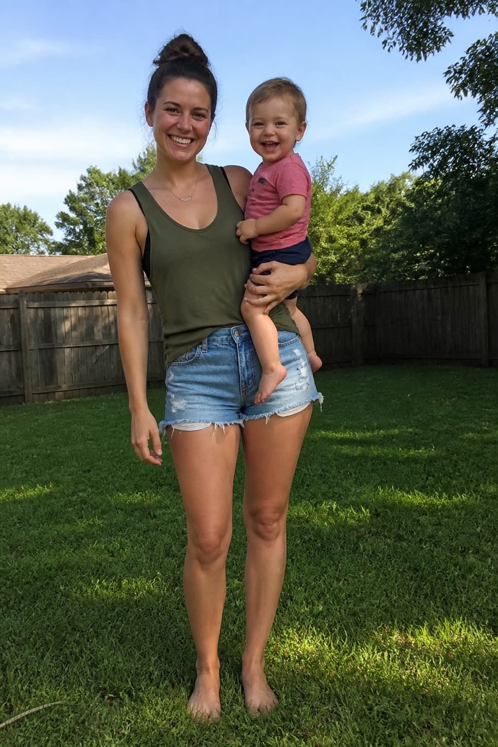 Example portrait phone photo of a parent and child, used to show a 2×3 crop versus a square crop