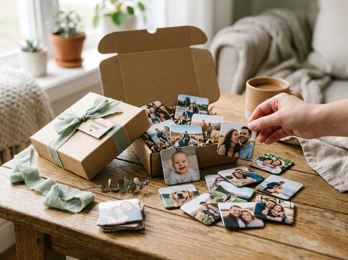 Craftigure custom photo magnets in gift-ready packaging