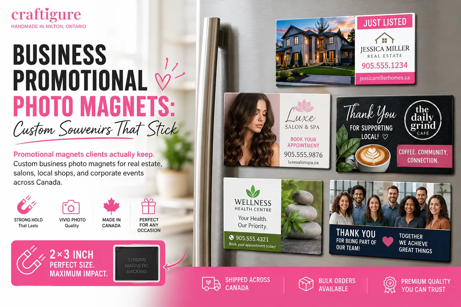Rows of 2×3 photo magnets for weddings, events, and giveaways