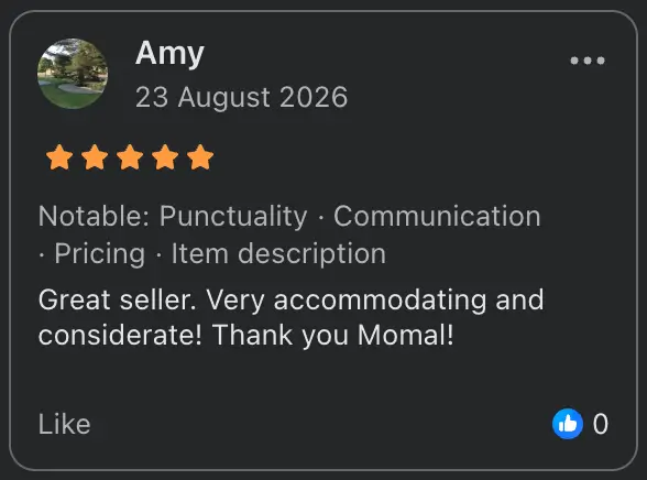 Screenshot of a review from Amy